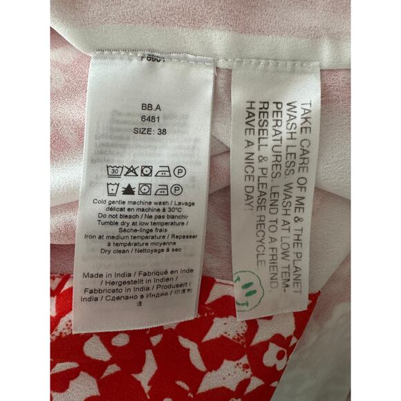 Ganni | Balloon Sleeve Orange Floral Print Crepe Midi Dress | Size 38 (US 6) - Picture 12 of 16